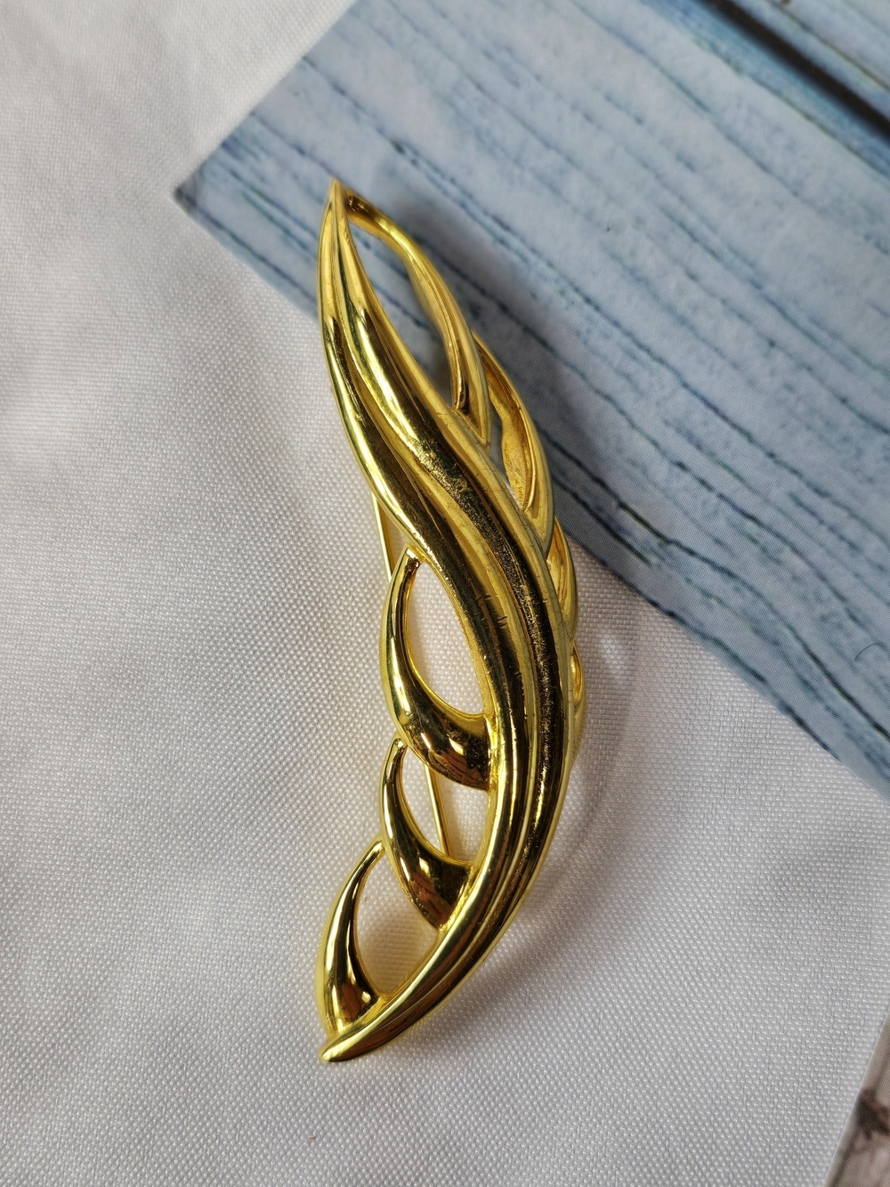 Monet Gold Sculptural Leaf Brooch